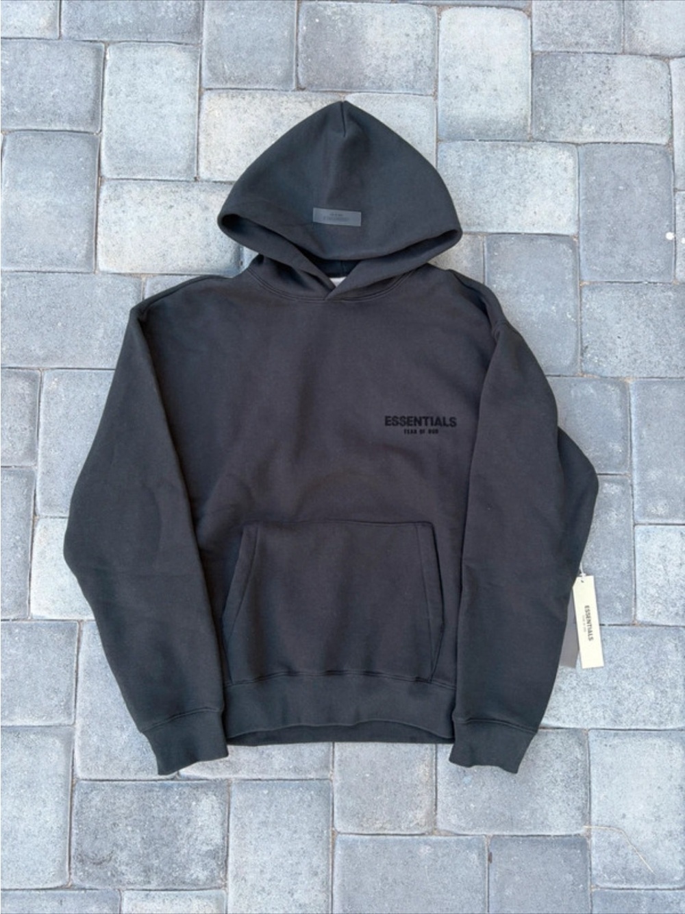 Essentials Black Pullover Hoodie with Subtle Logo